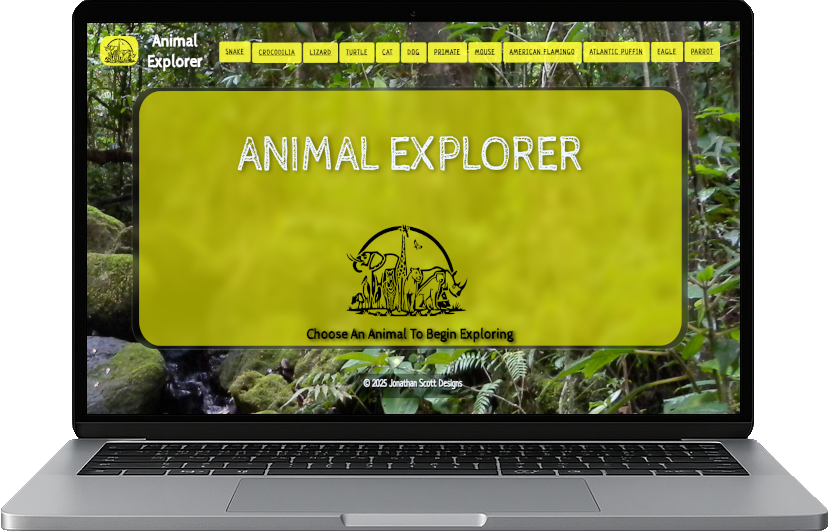 A laptop showing the animal explorer website