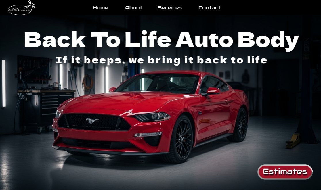 Screenshot of the back to life website