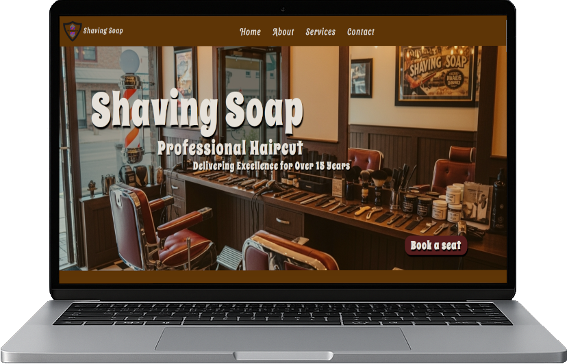  A laptop showing the shaving soap website