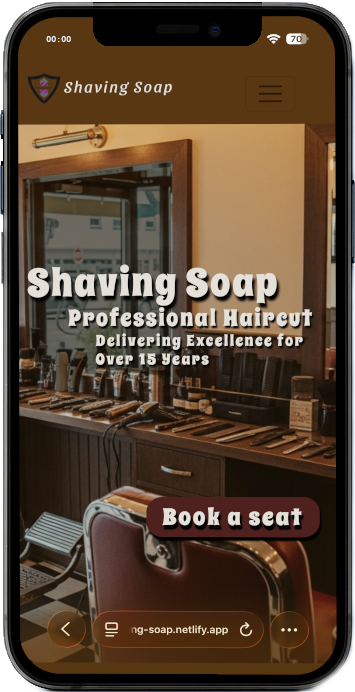 A mobile phone showing the shaving soap website