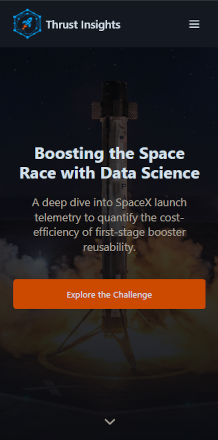 Screenshot of the mobile version of the thrust insights website