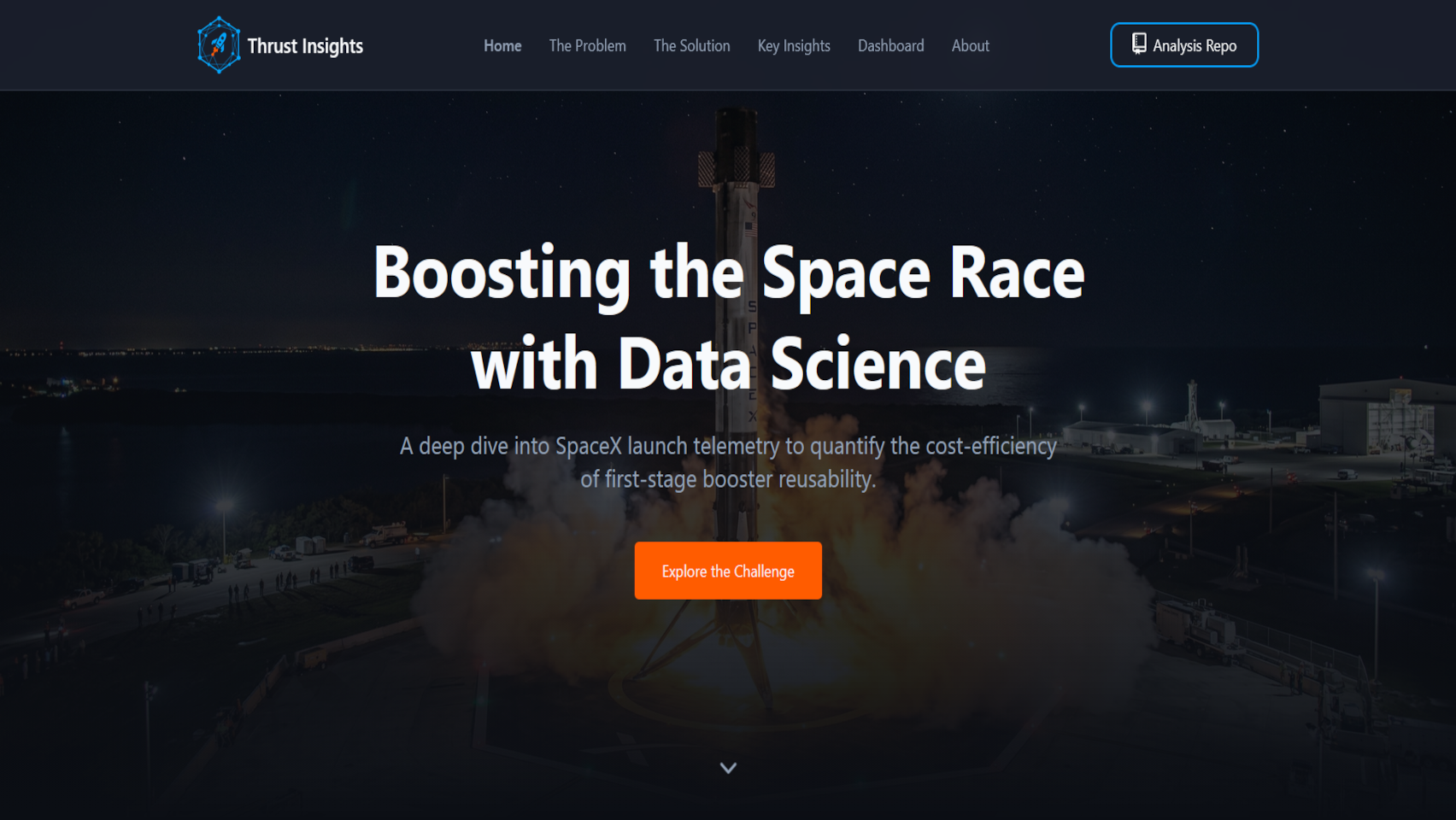 Screenshot of the Thrust insights website